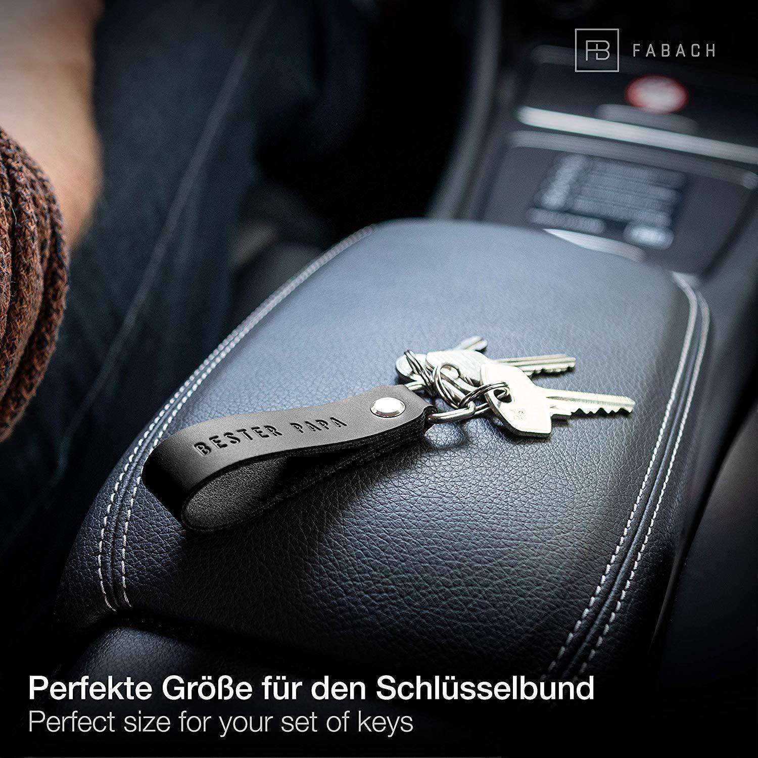 FABACH – Die Schlüsselanhänger-Schmiede - Vendita all'ingrosso Portachiavi - Uomo - Portachiavi in pelle « Bester Papa » con anello intercambiabile8