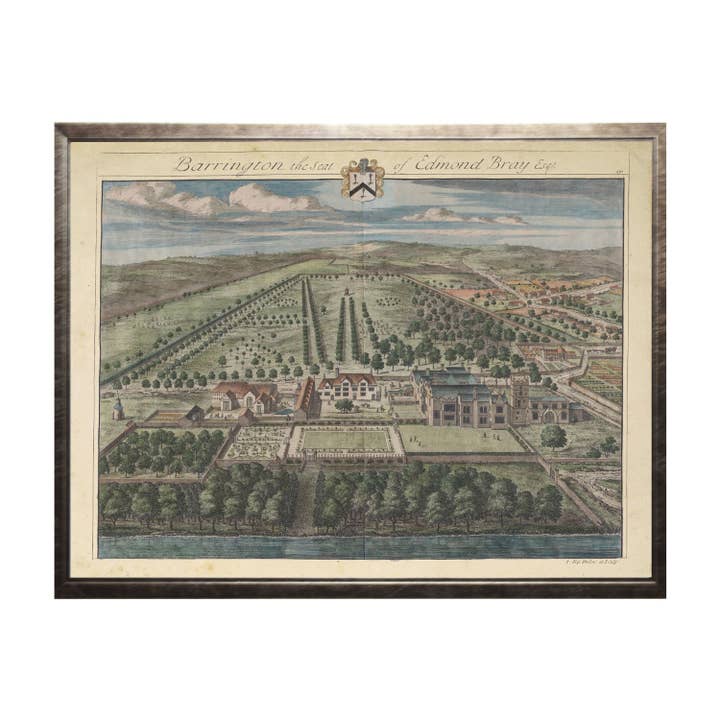 Vintage-Grundriss A mit farbiger Gravur für den Großhandel von Antique Curiosities Inc