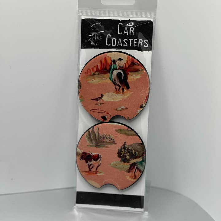 Juego de 2 posavasos de neopreno Western Sunset para venta al por mayor de Crooked Halo