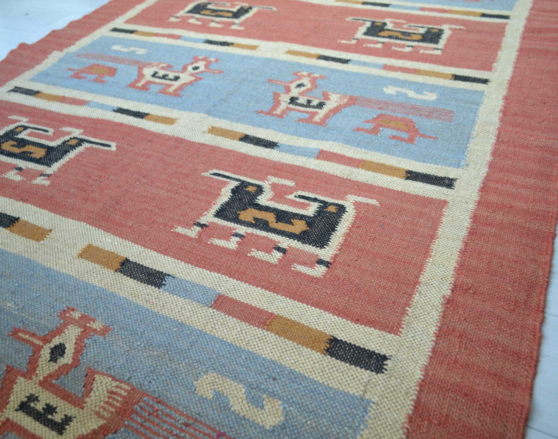 Designs Emporium - Wholesale Area Rug - Kilim Rug Birds Wool Jute Indian Handmade 2x3' 2x6' 2x9' 5x8'1