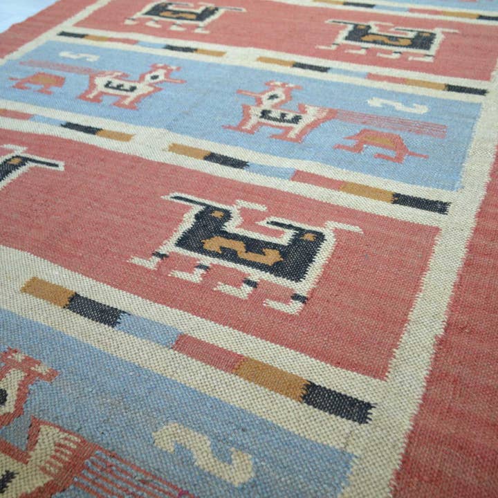 Designs Emporium - Wholesale Area Rug - Kilim Rug Birds Wool Jute Indian Handmade 2x3' 2x6' 2x9' 5x8'1