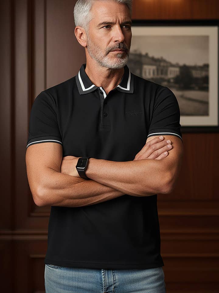 Men's Solid Color Short Sleeve Polo Shirts 3PS125 for wholesale by BARABAS