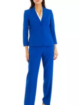Le Suit Notch Lapel Collar Blazer Long Sleeves Two-Button Closure and Straight Leg Trousers Pantsuits for wholesale by Immediate Apparel