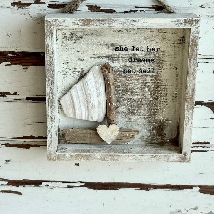 UnfiniSHEd - Wholesale Sign - Sailboat Shell Art, Beach Sign,Choose saying 10