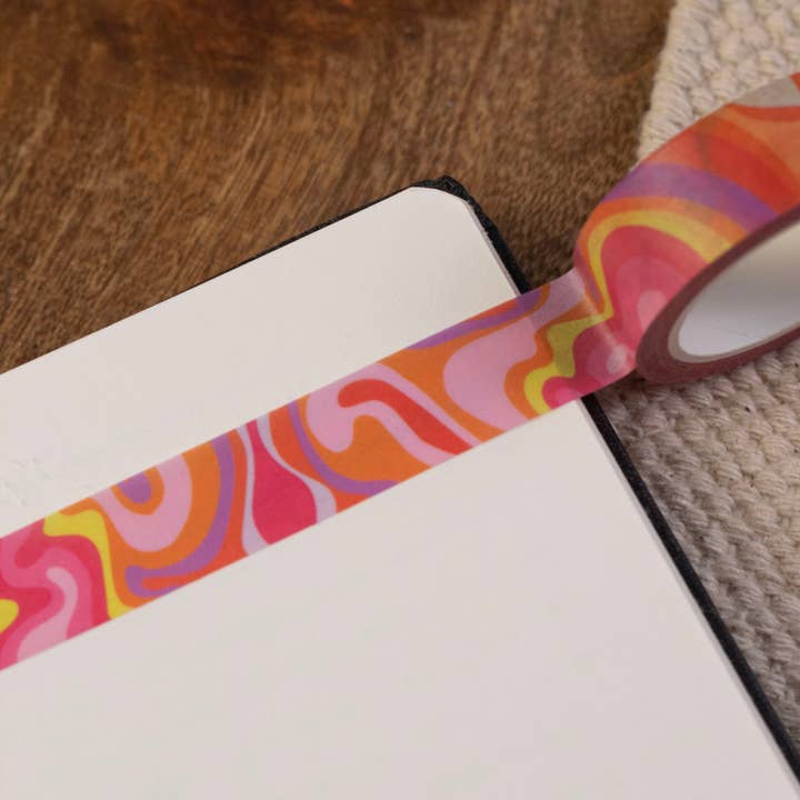 70s Swirl Washi Tape | Groovy Psychedelic Paper Tape | Pink for wholesale by Lately Studio