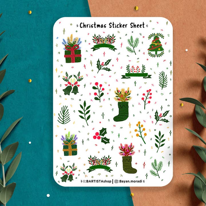 Foglio di adesivi natalizi, adesivi Bullet Journal, agenda per la vendita all'ingrosso da parte di Bartista