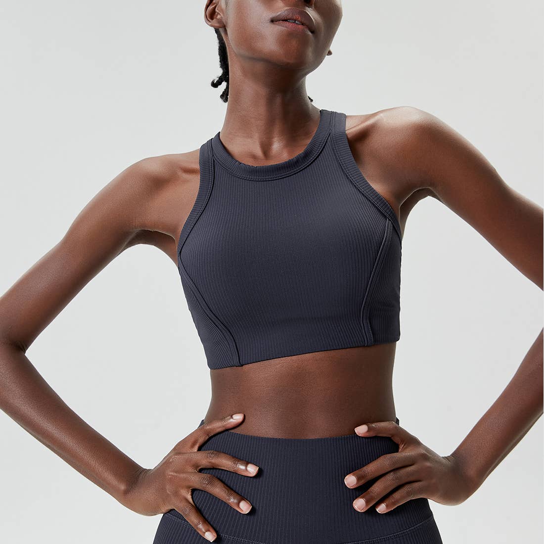 Sodalemon - Wholesale Sports Bra - Women's - Women Yoga Solid Threaded High Support Fitness Sports Bra3