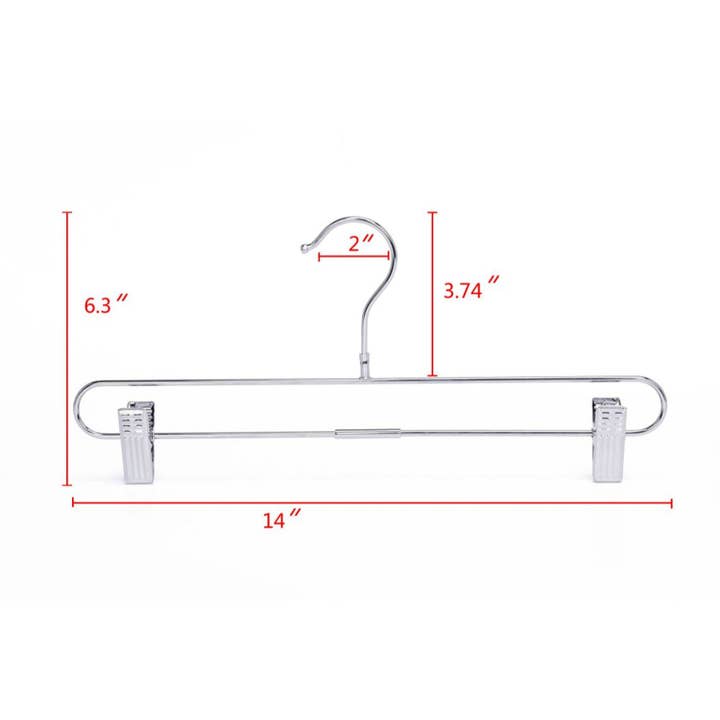 Quality Hangers - Wholesale Clothes Hangers - M063 Straight Hanger Swivel Hook Heavy Duty+Clips - 5-PACK