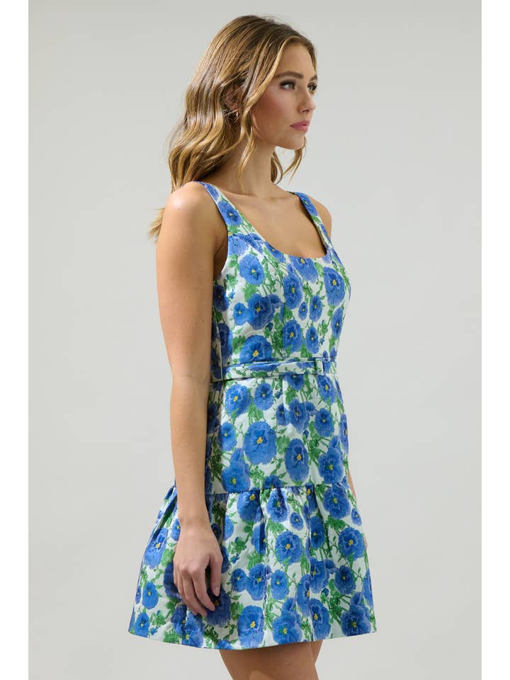 SMARAGDBLAUW Miquard mini-jurk zonder mouwen van Cielo met bloemenprint voor groothandel op Faire
