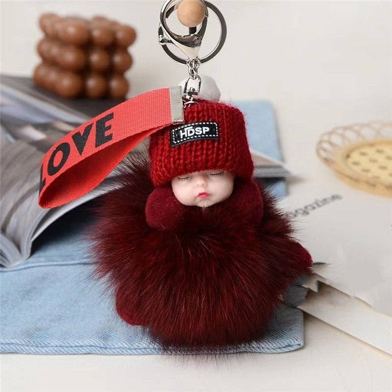 Plush Looks – wholesale Keychain – Women's – Fox Fur Cute Sleeping Baby Doll Car Key Bag Pendant Keychain3