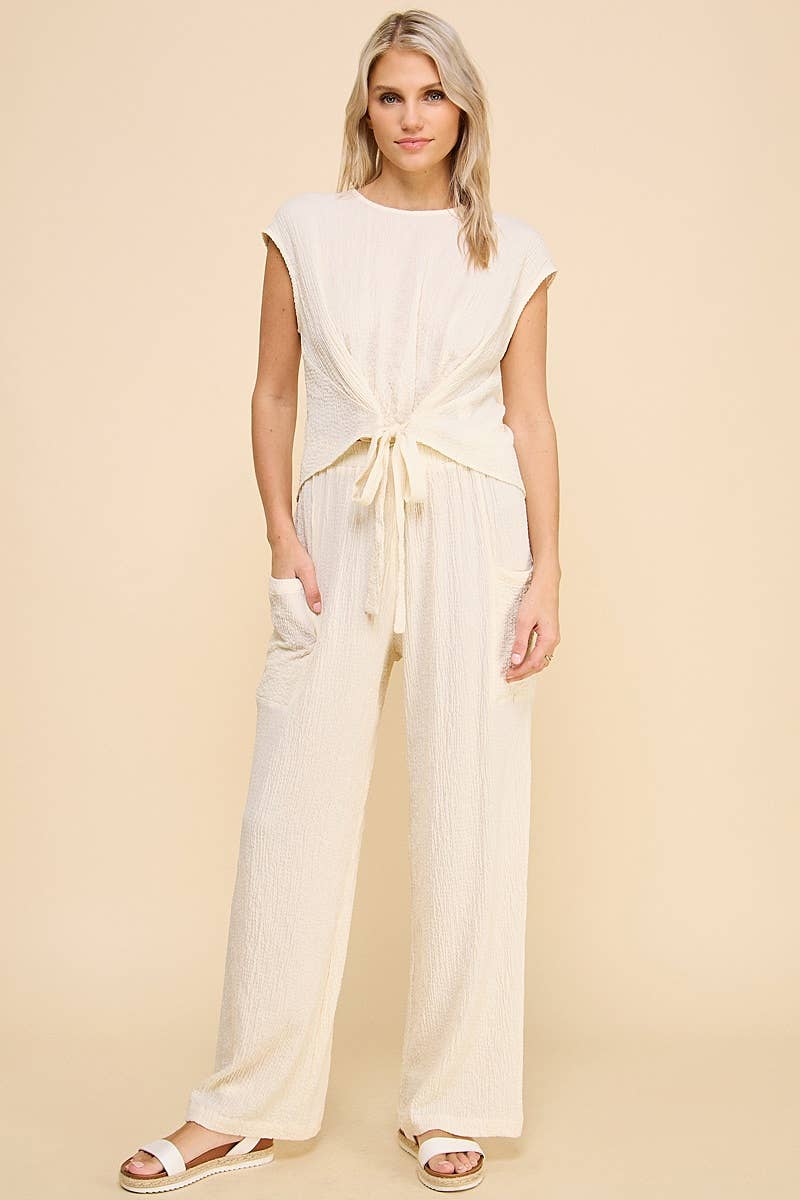 Allie Rose - Wholesale Pants - Women&#x27;s - Drawstring Seersucker Lounge Pants4