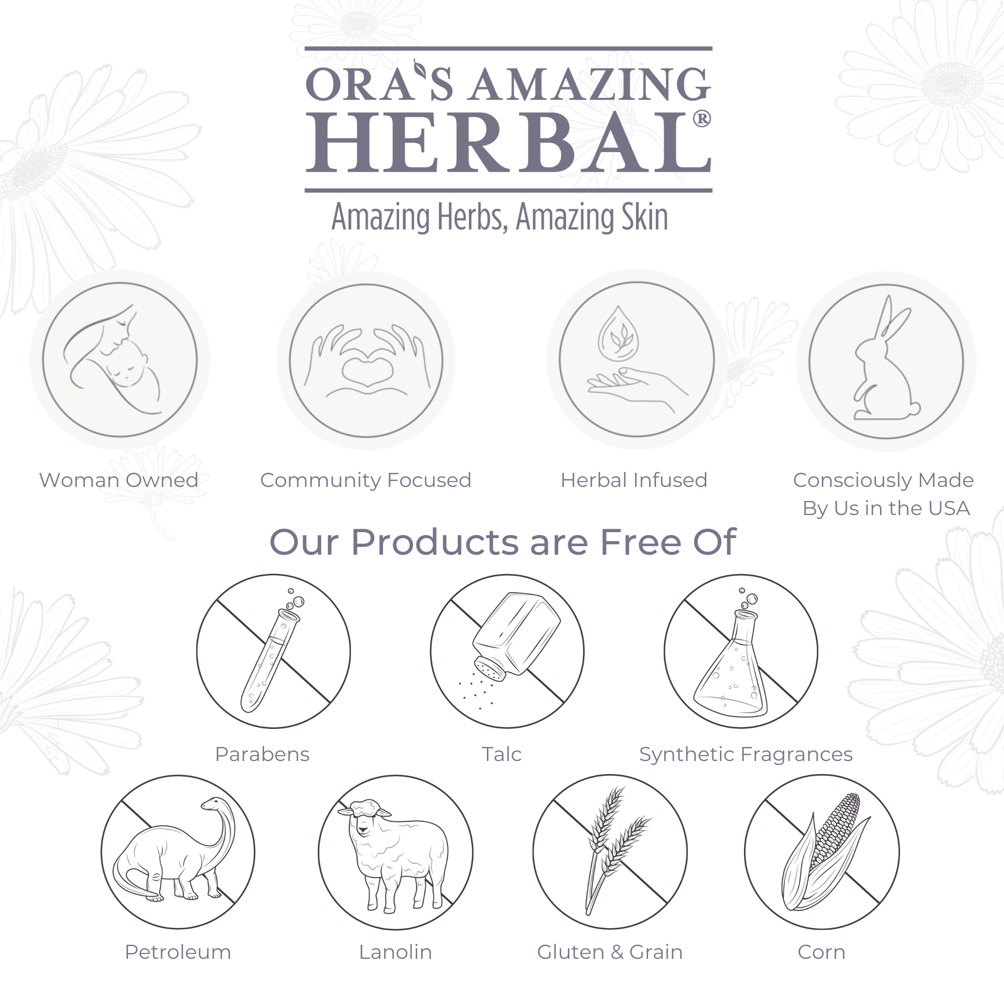 Ora’s Amazing Herbal Natural Skincare – wholesale Kropp/Talkpulver – Oparfymerad Kroppspulver, Talkfri, 2.5oz7