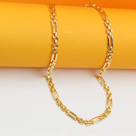 Chaîne à maillons de montre Figaro conçue en or 18 carats (F69) pour la vente par MIA Jewelry