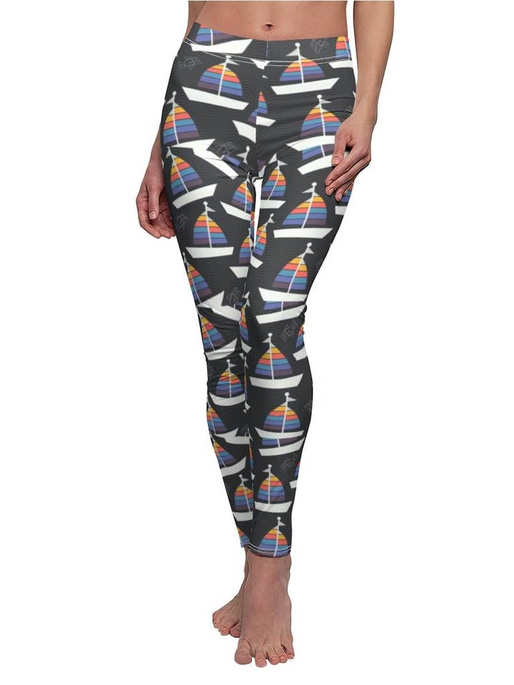 Sail Boats Print Casual Leggings - Blue for wholesale by tshirt unlimited
