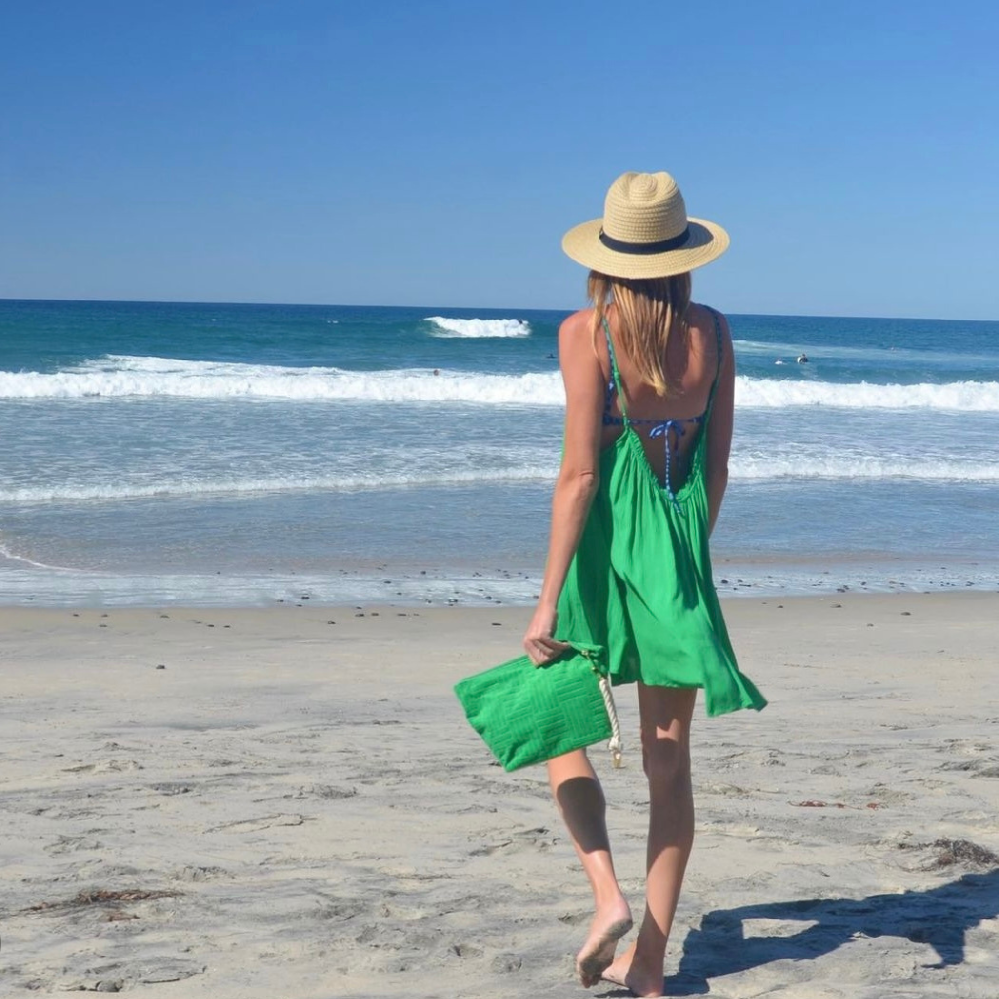 Bette - Wholesale Tote Bag - Women's - Lima Green Terry Weekender Set with Waterproof Clutch12