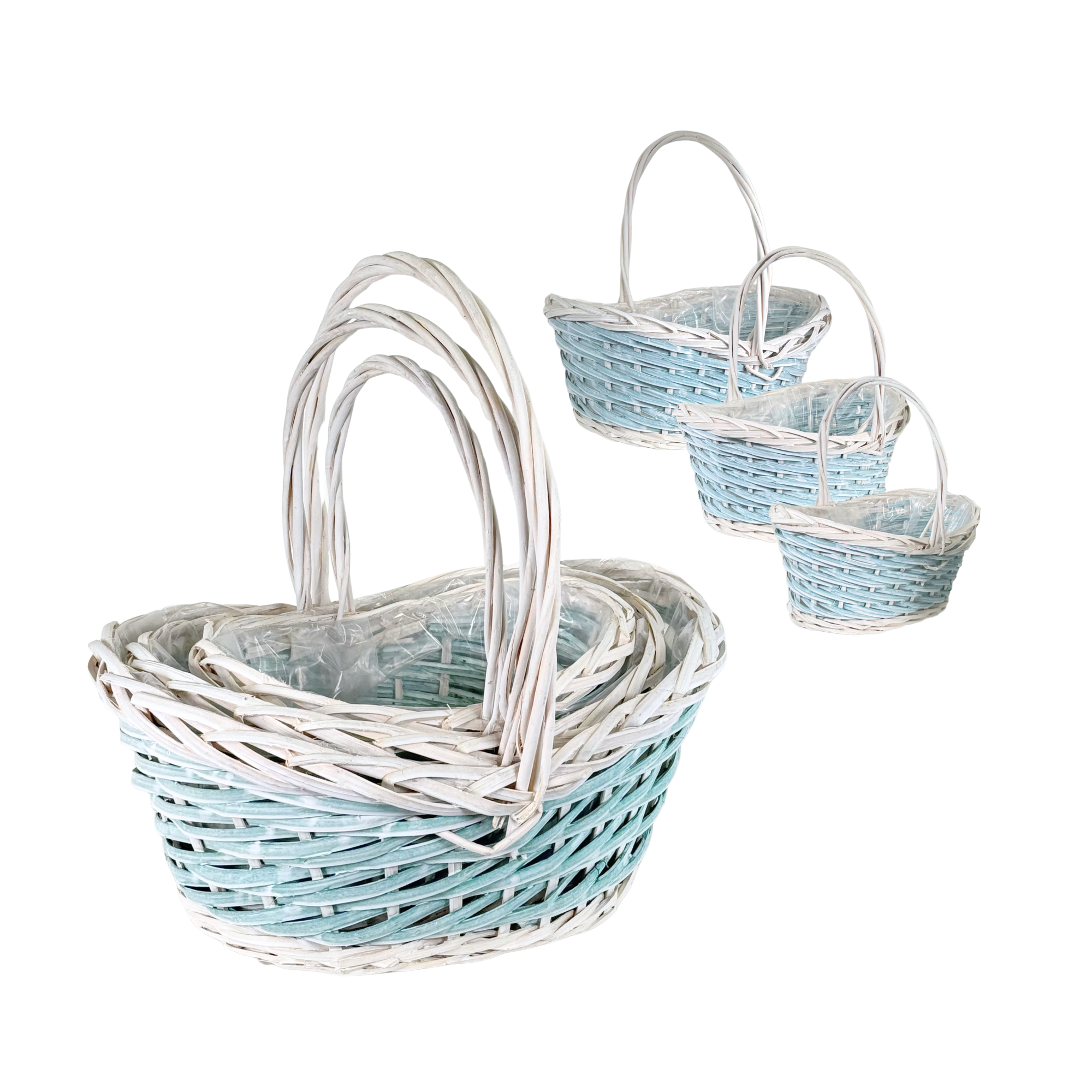 Jacobson - Wholesale Basket - 17"L Blue Woven Baskets - Whitewashed - Set of 30