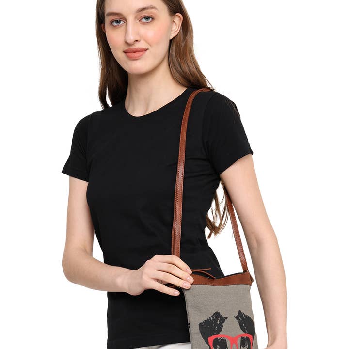 Mona B. - Wholesale Crossbody Bag - Women's - Dog Up-Cycled Original Leather Canvas Crossbody Bag1