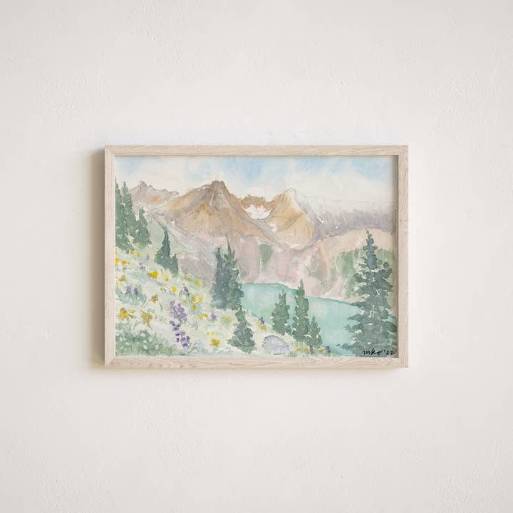 Mel K. Olrich Art - Wholesale Art Print - Southwest Colorado lake with wildflowers, art print5