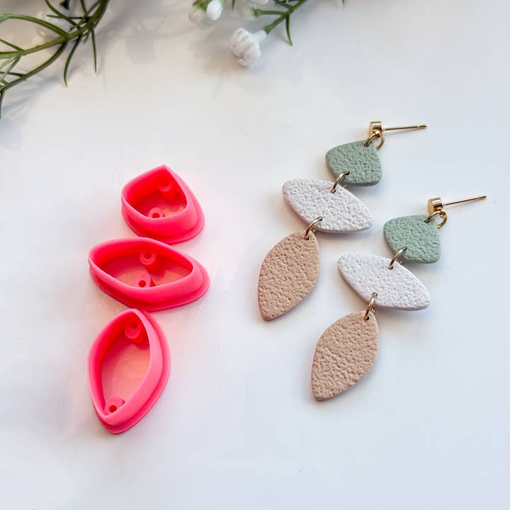 Tera Clay – wholesale Craft tool – Diamond Pebbles with Drill Guides Polymer Clay Cutters Set6