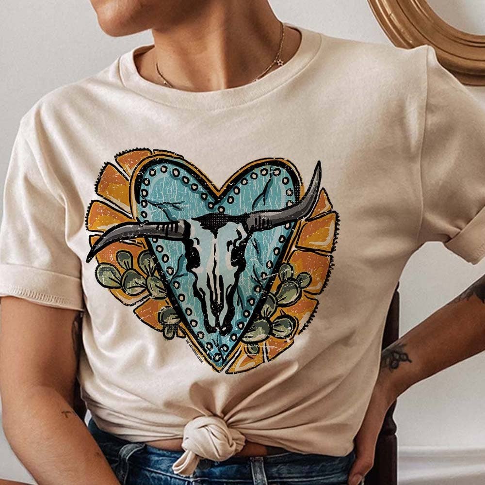 THE LATTIMORE CLAIM - Wholesale Screen Printed T-Shirt - Women's - Crooked Horn with heart - Cream0