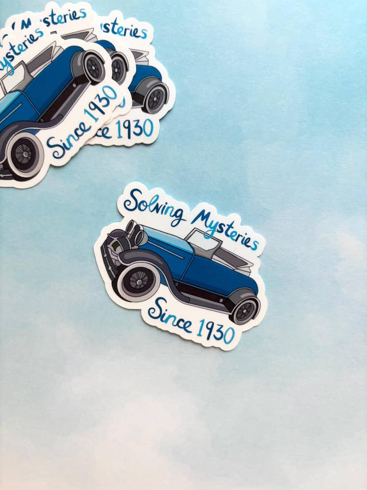 Nancy Drew Inspired Blue Roadster Car Sticker for wholesale by Garden of Clovers