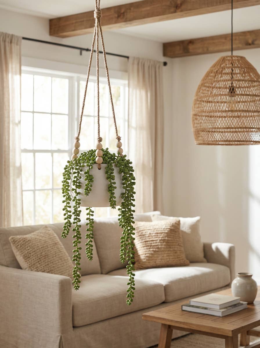 Flora Bunda Inc - Wholesale Hanging Planter - Hanging Faux String of Pearls in White Ceramic Pot3