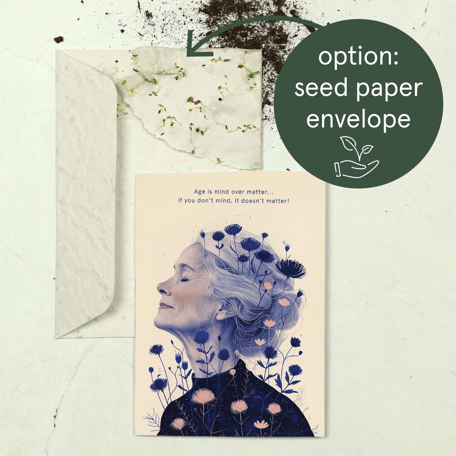 Botanopia - gifts , decor and cards for plant lovers - Vente Carte de vœux classique - Âge est une question d’esprit | Carte d’anniversaire | Anniversaire femme8