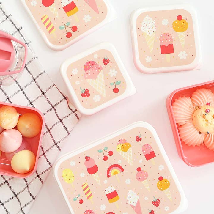 A Little Lovely Company - Wholesale Lunch Bag/Box - Kids - Lunch & snack box set: Ice-cream