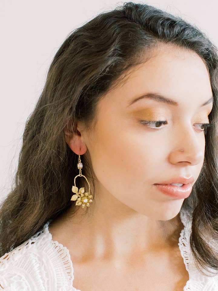 Woodland Floral Statement Earrings for wholesale by Acute Designs