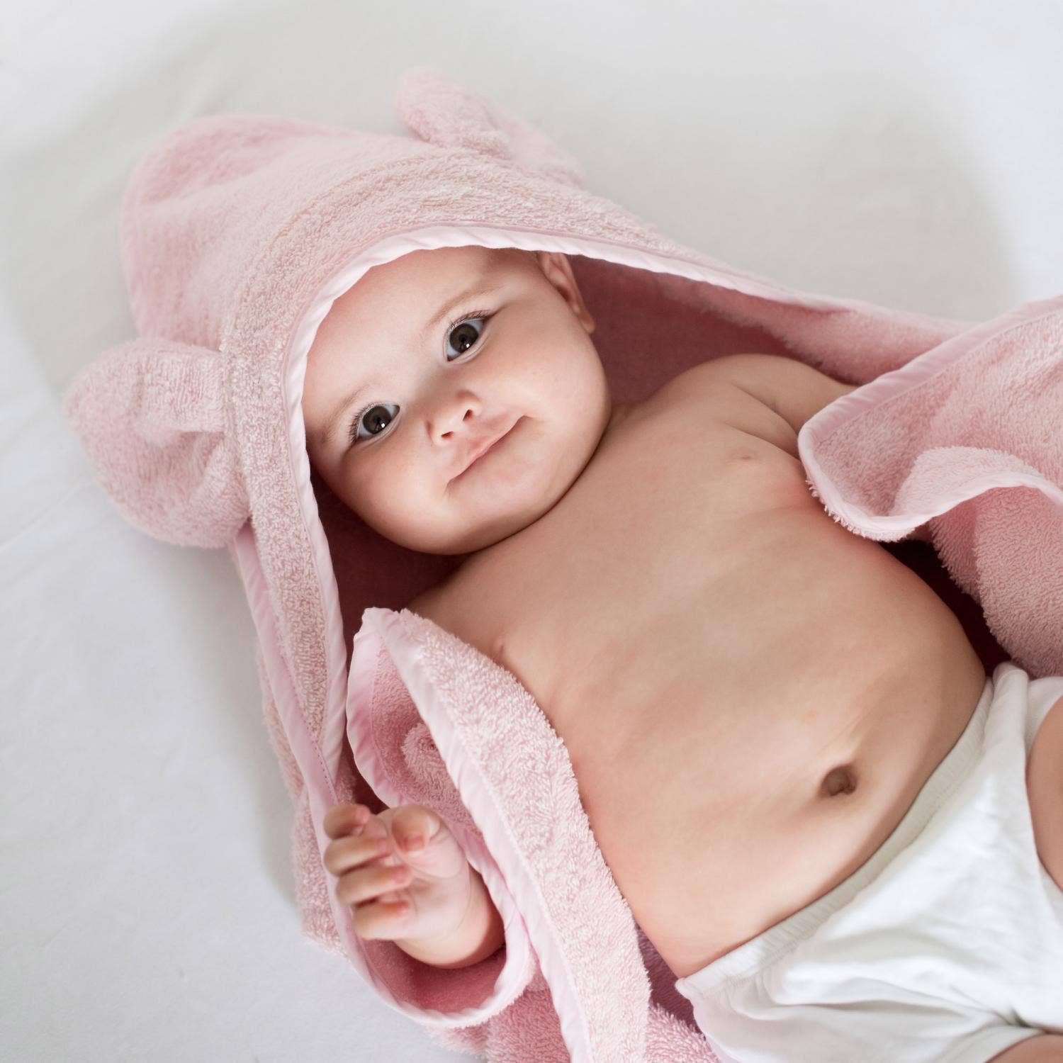 Summerville organic - Wholesale Hooded towel – Child & baby - Organic Hooded Baby Towel Rabbit Pink1