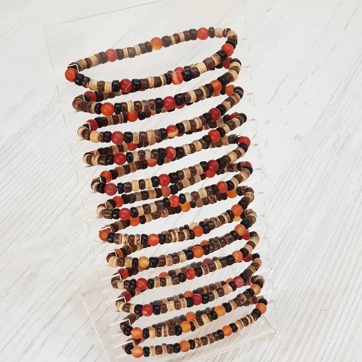 15 pulseiras de macramé com dente de tubarão com expositor / DS-2239 (Cópia) por atacado de Gloria-Maris