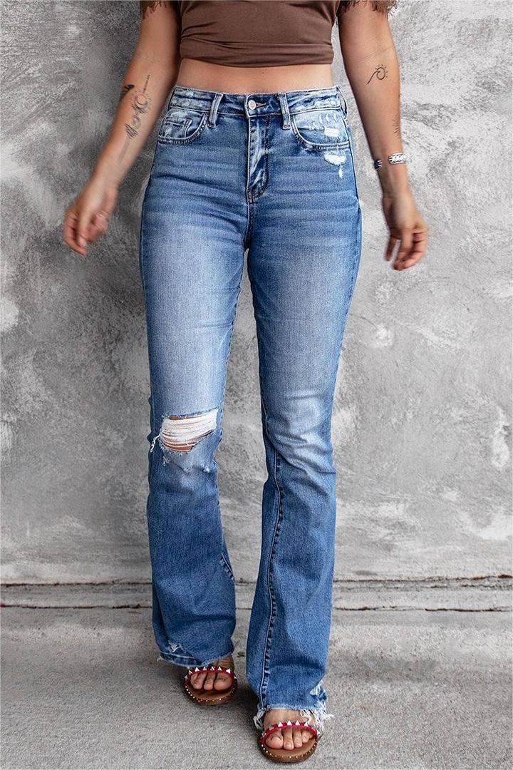Rosa Clothing - Wholesale Jeans - Women's - High rise trousers stretch ripped jeans4