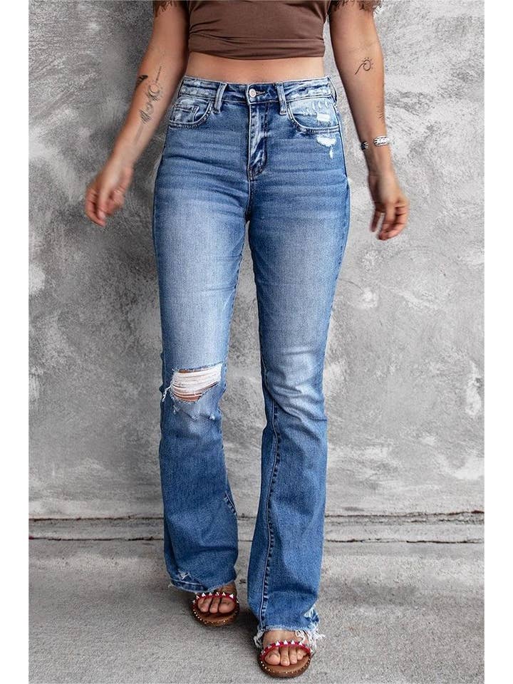 Rosa Clothing - Wholesale Jeans - Women's - High rise trousers stretch ripped jeans4