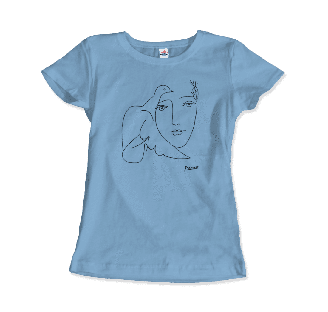 Art-O-Rama Shop – wholesale T-shirts med screentryck – Unisex – Pablo Picasso Peace (duva och ansikte) konstverk T-shirt7