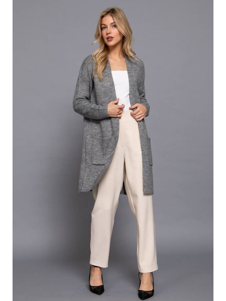 Active Basic | Active USA - Wholesale Cardigan - Women's - Long Sleeve with Pocket Open Sweater Cardigan