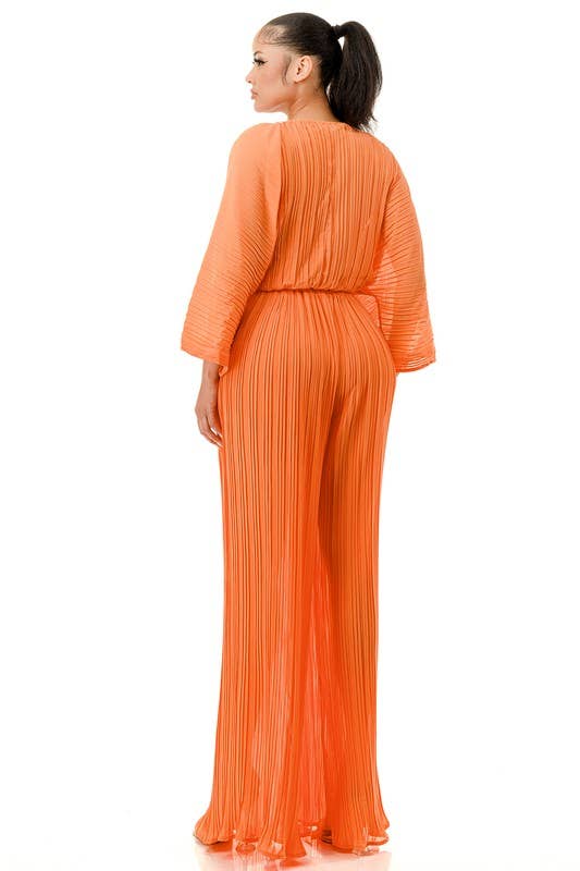 Namatt Design – wholesale Top & pants set (NOT Loungewear) – Women's – Plus Front Tie Billowing Pleated Crop Top & Pants Set6