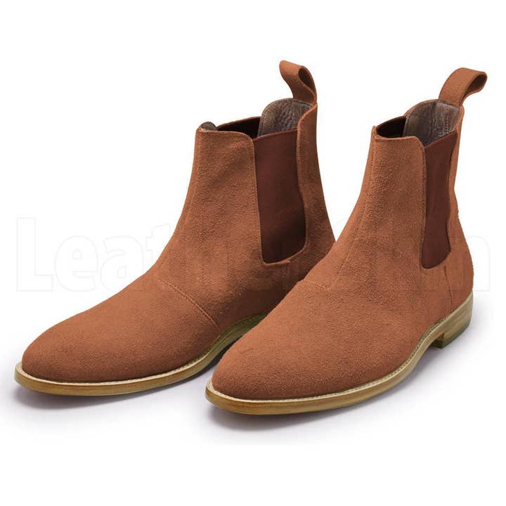 Men Brown Chelsea Suede Leather Boots for wholesale by Leather Skin Shop