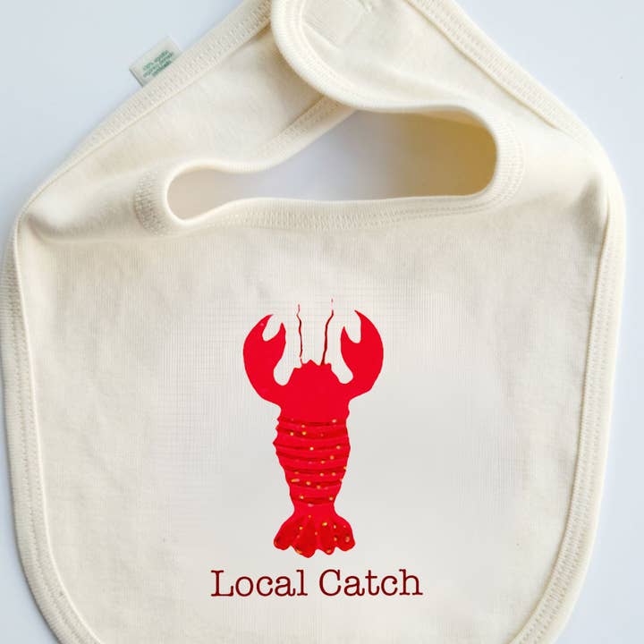 Lobster Organic Cotton Baby Bib | Made in USA | Giftable for wholesale by Simply Chickie® Organic Baby & Kids | USA Made • Ships USA