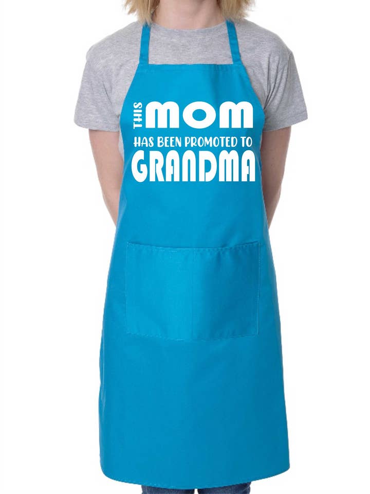 This Mom has been Promoted To Grandma Nan Funny Apron Baking Cooking Apron for wholesale by Print4U
