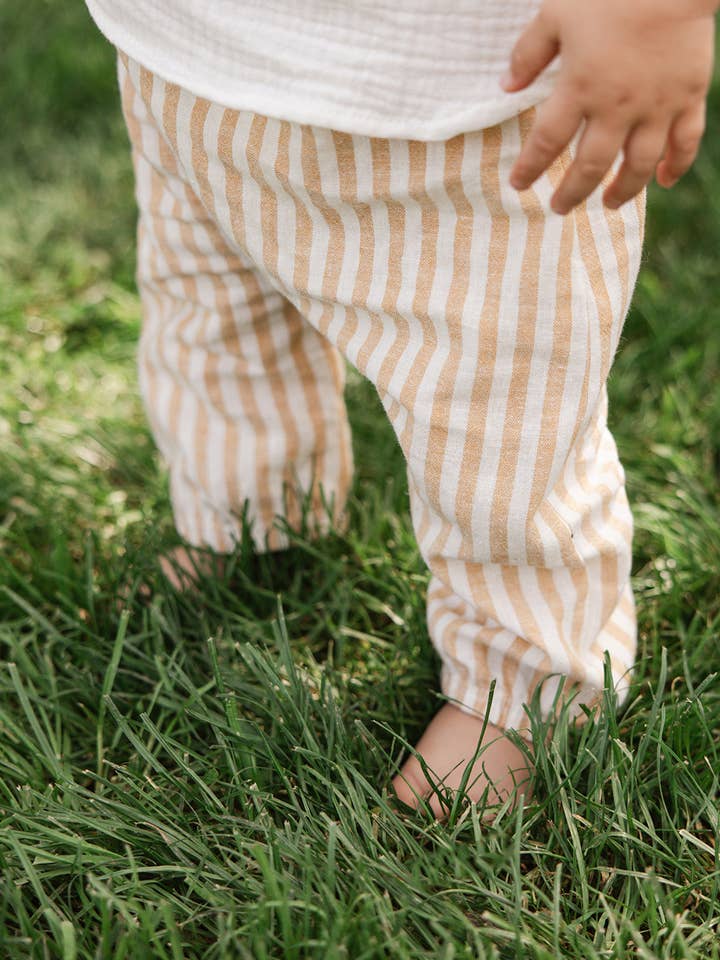 mustard stripe Woven Baby Pant for wholesale on Faire