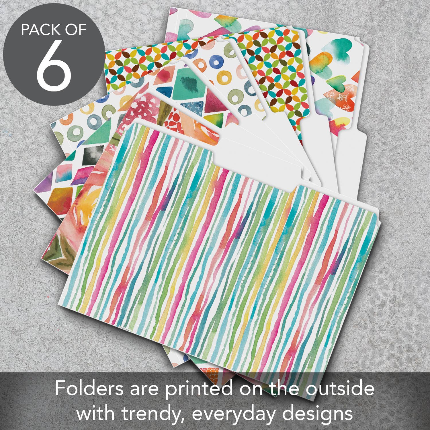 Conimar Promotions - Wholesale Folders - Colorful 6pk Asst. Decorative Reusable File Folders   5