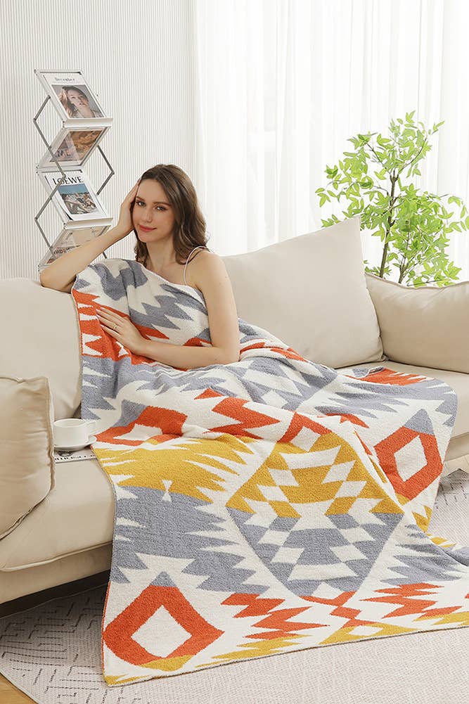 Hana - Vendita all'ingrosso Plaid - Coperta invernale reversibile con motivo tribale10