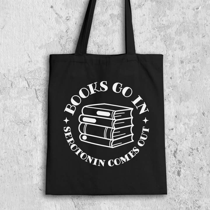 Books Serotonin Black Canvas Tote Bag for wholesale by Awesome by Jenna