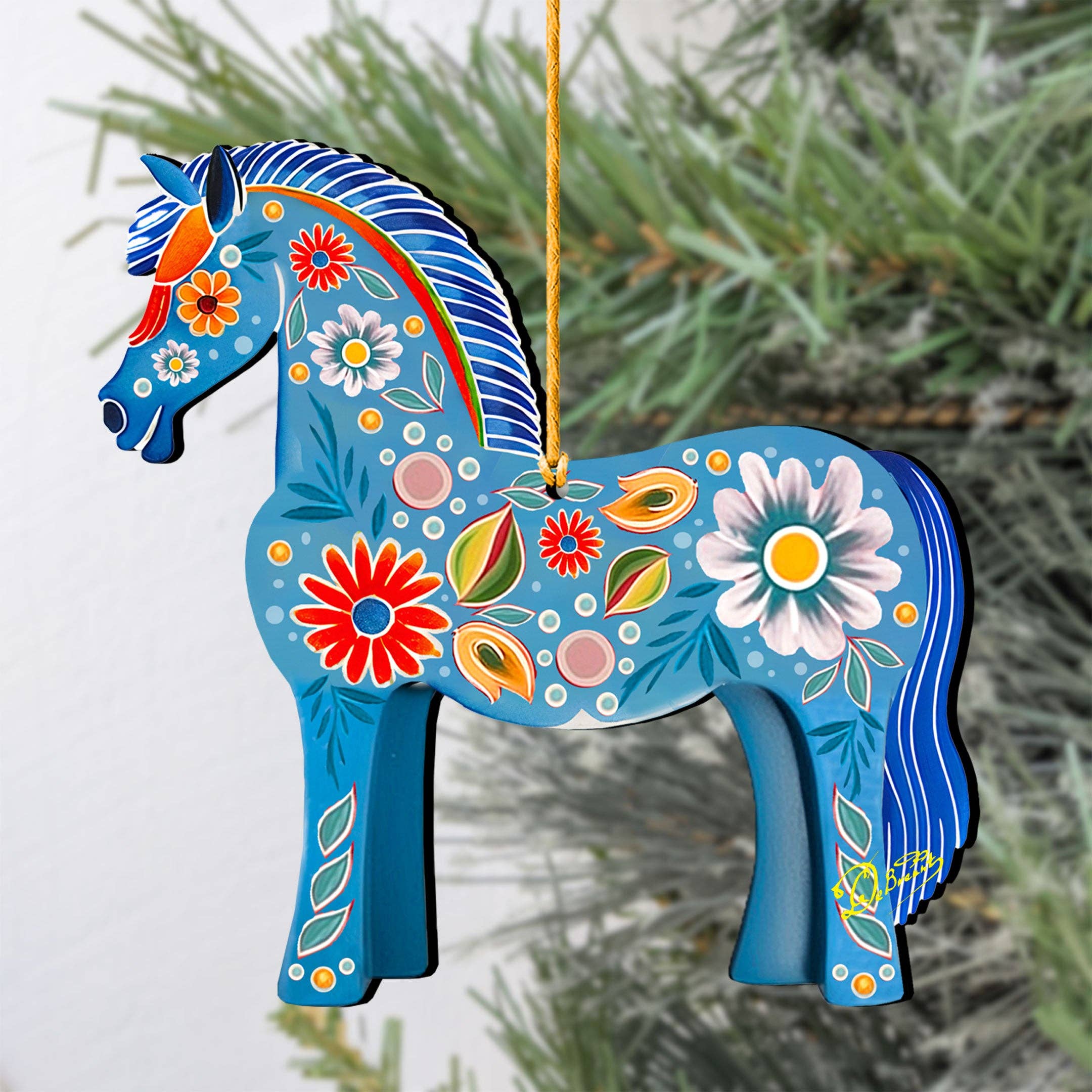 Designocracy - Wholesale Ornament - Danish Horse Decorative Wood Ornaments GDebrekht Love Family2