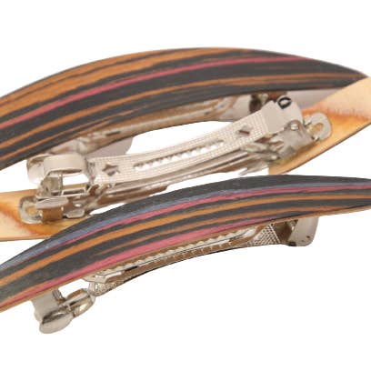 Holzkunstwerkstatt - Venta al por mayor Horquilla para el pelo - Mujer - pinza de pelo de madera, tamaño normal (83 mm), chapas de colores2