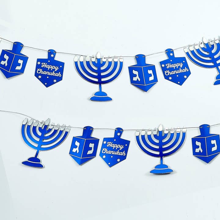 Ghirlanda Decorativa di Chanukah, Foglia Blu e Argento, 9' per la vendita all'ingrosso da parte di Rite lite