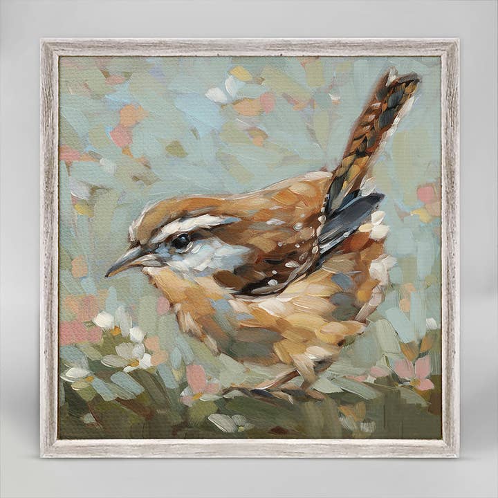 Morning-Song-Wren Mini Framed Canvas for wholesale by GreenBox Art