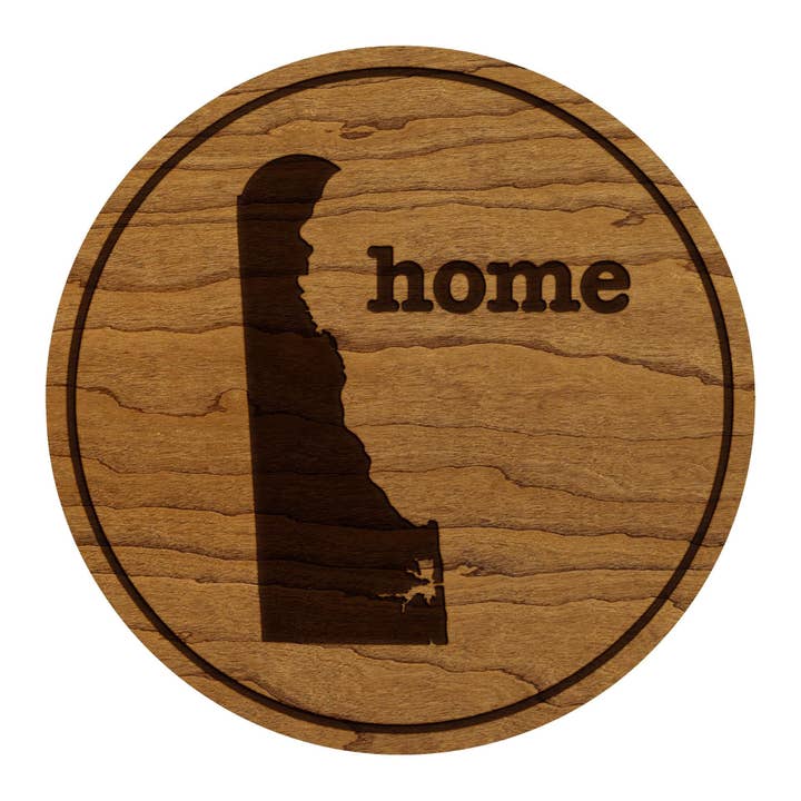 Dessous de verre carte de l'État du Delaware - Fabriqué en bois de cerisier ou d'érable pour la vente par LazerEdge