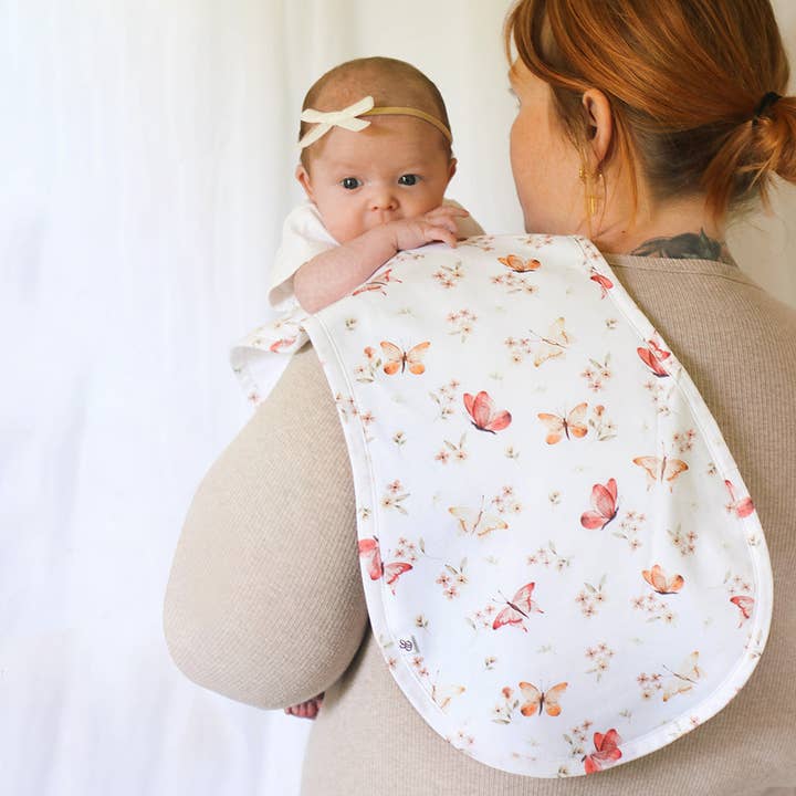 Butterfly Organic Cotton Burp Cloth for wholesale by Snuggle Hunny