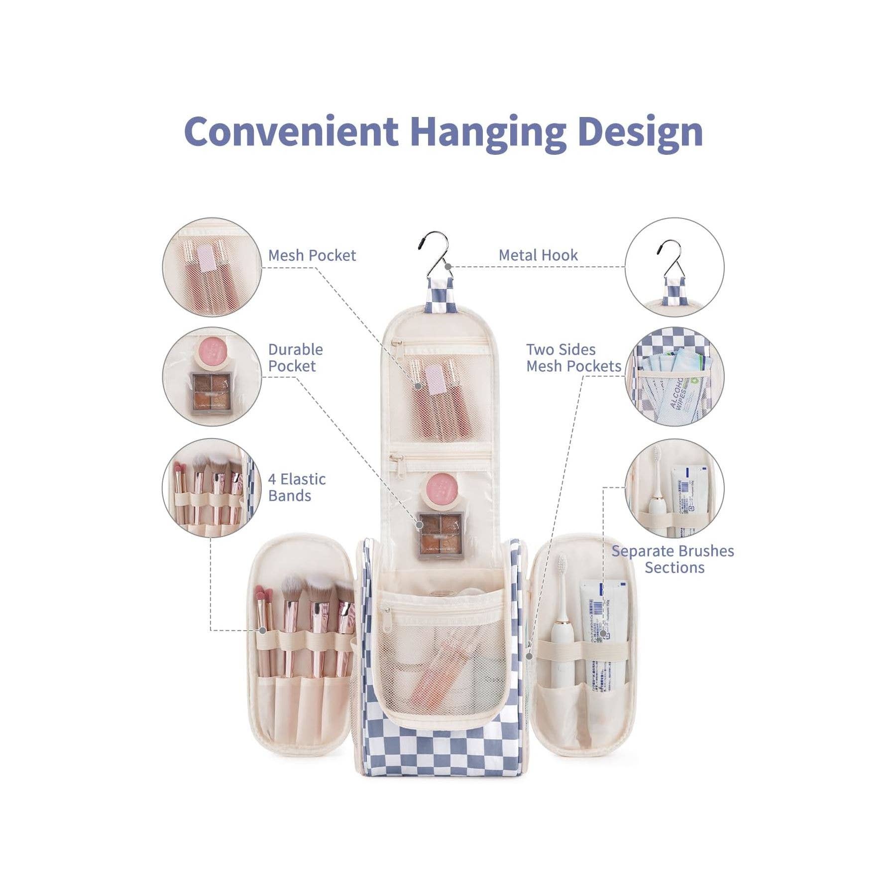 wandf - Wholesale Toiletry Bag - Women's - Hanging Travel Toiletry Cosmetic Bag for Women134